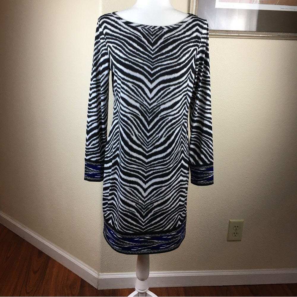 MICHAEL Michael Kors Long-Sleeve Zebra-Print Pullover Dress Size Medium